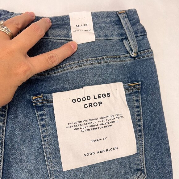 NTW Good American Good Legs Crop Skinny Distressed Size 14/32 - Picture 5 of 7